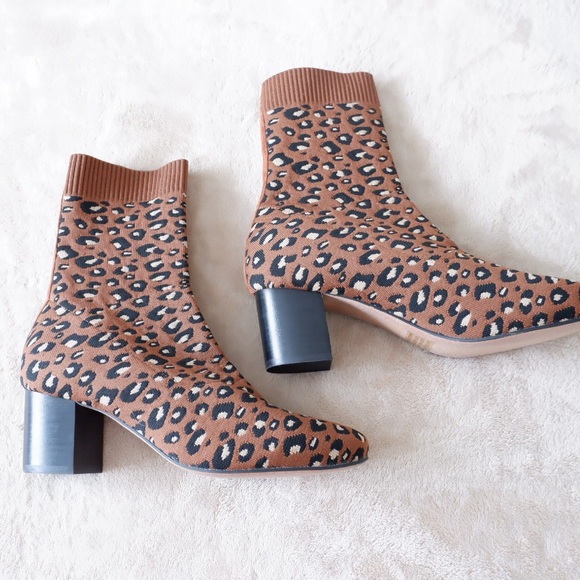 SILENT D Anthropologie Leopard Knit Sock Boots - Picture 3 of 12